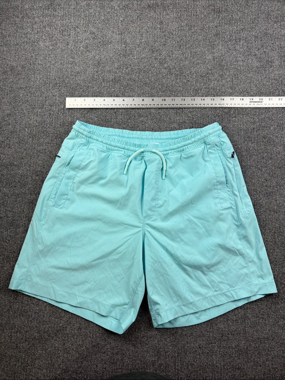 Like New Birddogs Blue Aqua Elastic Waist Swim Shorts, Size Large